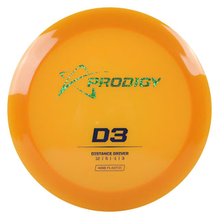 Prodigy Disc Golf 400 D3 Distance Driver 12/5/-1/3 Orange/Green Shimmer/Navy 168 grams