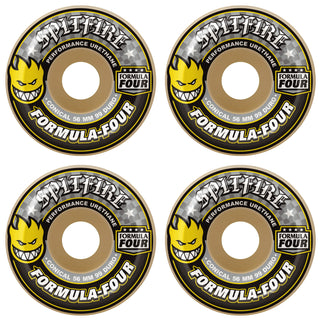 Spitfire Skateboard Wheels 56mm F4 99A Conical (Yellow Print) Natural