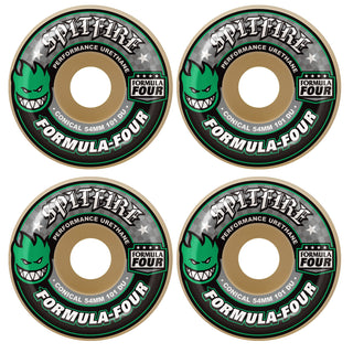 Spitfire Skateboard Wheels 54mm 101A F4 Conical with Bronson Pro G3 Bearings