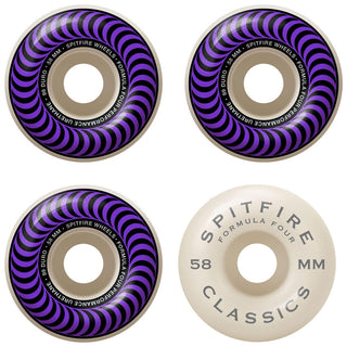 Spitfire Skateboard Wheels 58mm 99A Formula 4 Classics with Bronson Pro G3 Bearings