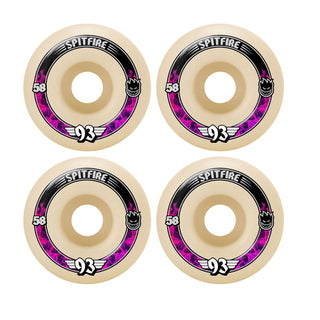 Spitfire Skateboard Wheels 58mm F4 Soft Sliders 93A Radials Natural