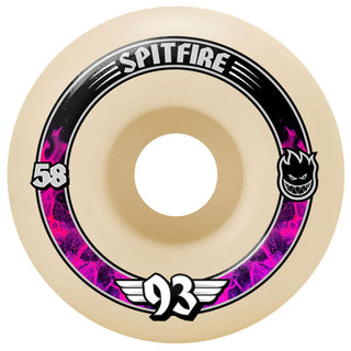 Spitfire Skateboard Wheels 58mm F4 Soft Sliders 93A Radials Natural