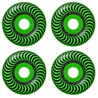Spitfire Skateboard Wheels 52mm F4 99A Classic Neon Green with Bronson Pro G3 Bearings