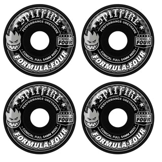 Spitfire Skateboard Wheels 54mm F4 99A Conical Full Black with Bronson Pro G3 Bearings