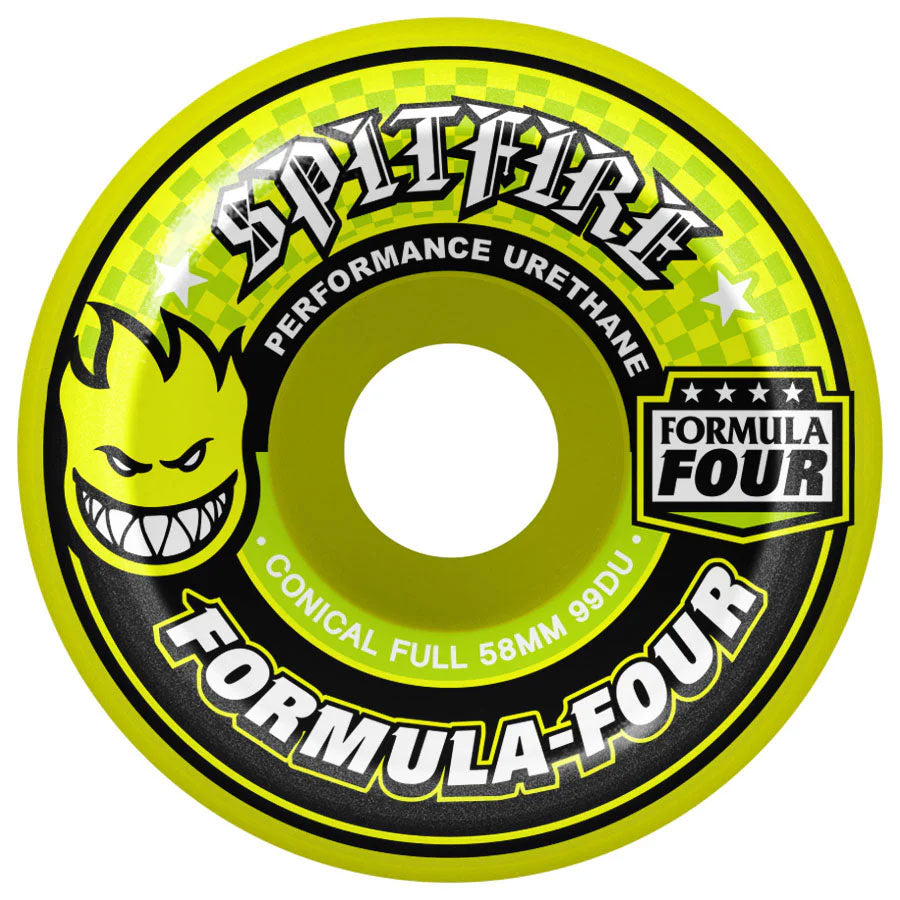 Spitfire Skateboard Wheels 58mm F4 99A Conical Full Neon