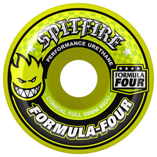 Spitfire Skateboard Wheels 58mm F4 99A Conical Full Neon Yellow