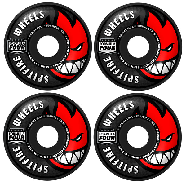 Spitfire Skateboard Wheels 58mm F4 99A Radial Full Black – TGM
