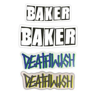4-Pack Skateboard Stickers - Baker, Deathwish #1
