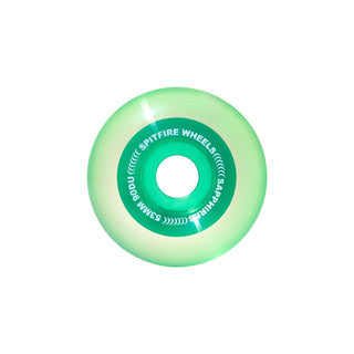 Spitfire Skateboard Wheels 53mm Green Radial 90A Sapphires with Bronson Pro G3 Bearings