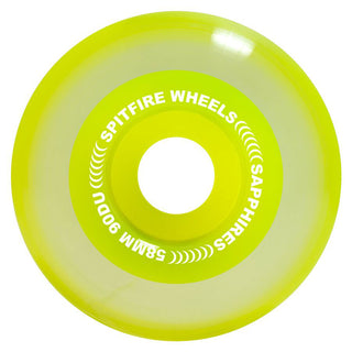 Spitfire Skateboard Wheels 58mm Neon Yellow Conical Full 90A Sapphires with Bronson Pro G3 Bearings