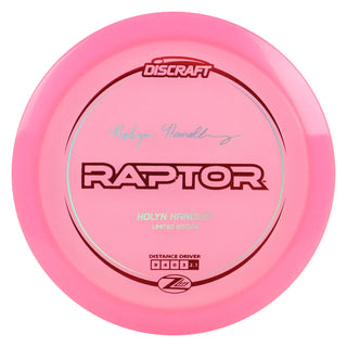 Discraft Disc Golf Holyn Handley Z Lite Raptor 9/4/0/3 Pink/Red/Gold Holo 155-159g