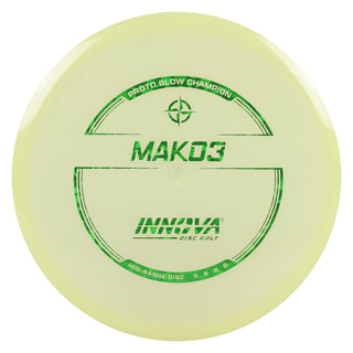Innova Disc Golf Proto Glow Champion Mako3 Midrange 5/5/0/0 Glow/Green Shatter 180 grams