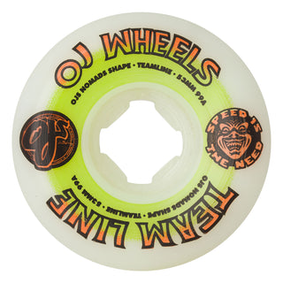 OJ Skateboard Wheels 53mm Team Original Nomads 99A White Green/Orange