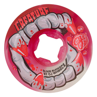 OJ Wheels Skateboard Wheels 54mm DNA Curbsucker Bloodsuckers 95A Red Clear Swirl