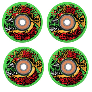 Slime Balls Skateboard Wheels 66mm Angler Light Ups 78A Green + Bronson Bearings