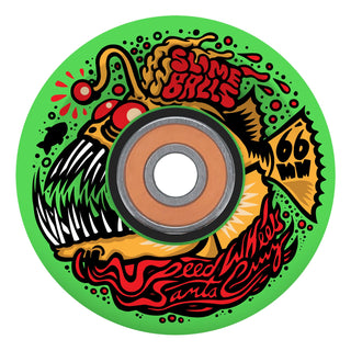 Slime Balls Skateboard Wheels 66mm Angler Light Ups 78A Green + Bronson Bearings