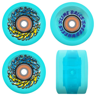 Slime Balls Skateboard Wheels 66mm Chrome Light Ups OG Slime 78A Trans Blue