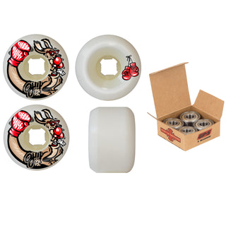 OJ Skateboard Wheels and Independent Bearings Combo 56mm Woolley Double Duro Mini Combo 99A/95A White