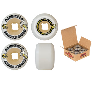 OJ Skateboard Wheels and Independent Bearings Combo 54mm Double Duro Mini Combo 101A/95A White
