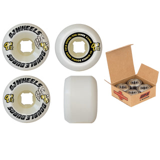 OJ Skateboard Wheels and Independent Bearings Combo 53mm Double Duro Mini Combo 101A/95A White