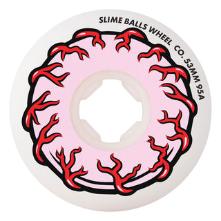 Slime Balls Skateboard Wheels 53mm Pink Eyes Vomit Mini 95A White