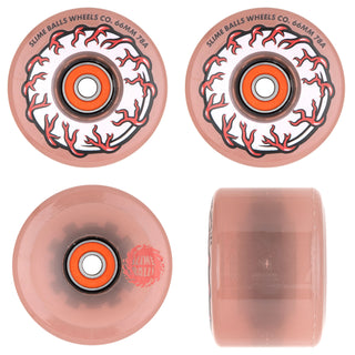 Slime Balls Skateboard Wheels 66mm Pink Eyes Light Ups OG Slime 78A Pink with Bronson Bearings