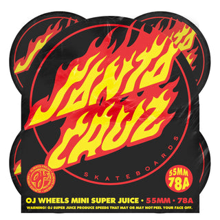 OJ Skateboard Wheels 55mm Flame Dot Mini Super Juice 78A Santa Cruz Black