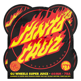OJ Skateboard Wheels 60mm Flame Dot Super Juice 78A Santa Cruz Black
