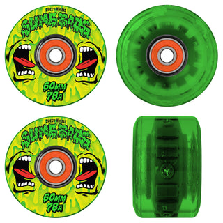 Slime Balls Skateboard Wheels 60mm Screaming Slime Light Ups OG 78A w/ Bronson Bearings Green/Yellow