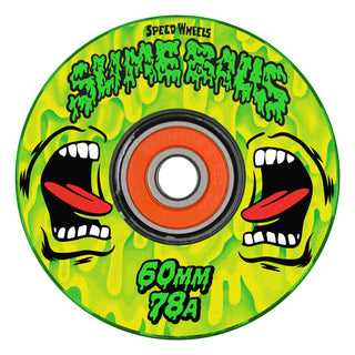 Slime Balls Skateboard Wheels 60mm Screaming Slime Light Ups OG 78A w/ Bronson Bearings Green/Yellow