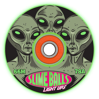 Slime Balls Skateboard Wheels 66mm Friends of Planet 9 Light Ups OG 78A w/ Bronson Bearings Glow