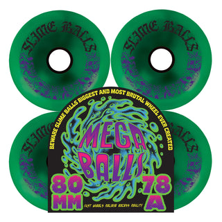 Slime Balls Skateboard Wheels 80mm Mega Balls 78A Metallic Green
