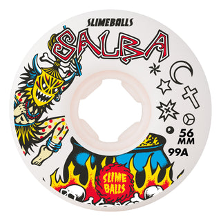Slime Balls Skateboard Wheels 56mm Salba Witch Doctor Reissue Chubbies 99A White