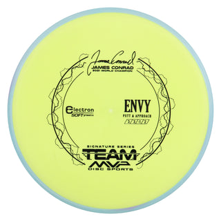 Axiom Disc Golf Electron Soft James Conrad Signature Envy Putter 3/3/-1/2 Yellow/Light Blue 174 grams