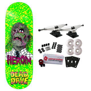 Heroin Skateboard Complete Dead Dave Dead Head Green 10.125" x 32.425"