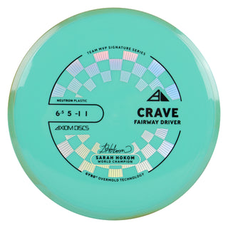 Axiom Discs Project Lab Coat Sarah Hokom Neutron Crave Fairway Driver 6.5/5/-1/1 Teal/Teal Orange 167 grams
