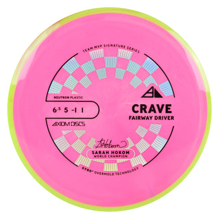 Axiom Discs Project Lab Coat Sarah Hokom Neutron Crave Fairway Driver 6.5/5/-1/1 Pink/Yellow Red 159 grams