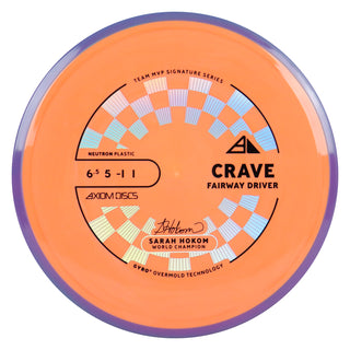 Axiom Discs Project Lab Coat Sarah Hokom Neutron Crave Fairway Driver 6.5/5/-1/1 Light Orange/Purple Blue 167 grams
