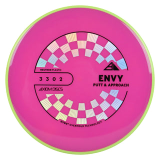 Axiom Discs Project Lab Coat Neutron Envy Putter 3/3/0/2 Plum/Lime 171 grams