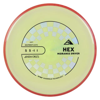 Axiom Discs Project Lab Coat Neutron Soft Hex Midrange Disc 5/5/-1/1 Sandy Moss/Red Blend 176 grams