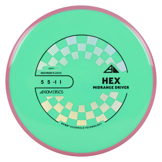 Axiom Discs Project Lab Coat Neutron Soft Hex Midrange Disc 5/5/-1/1 Green/Dark Pink 177 grams