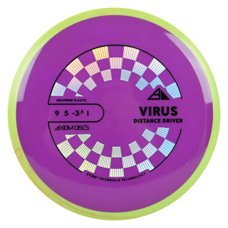 Axiom Discs Project Lab Coat Neutron Virus Distance Driver 9/5/-3.5/1 Purple/Lime Red 170 grams