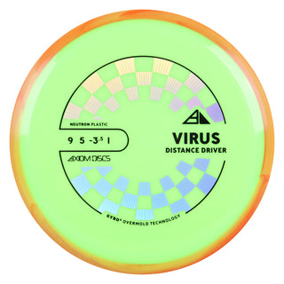 Axiom Discs Project Lab Coat Neutron Virus Distance Driver 9/5/-3.5/1 Neon Green/Mango Red 157 grams