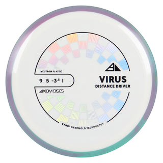 Axiom Discs Project Lab Coat Neutron Virus Distance Driver 9/5/-3.5/1 White/Purple Teal 169 grams