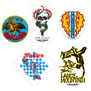 Powell Peralta Bones Brigade Sticker Pack - 5 Stickers - Caballero, McGill, Mullen, Mountain, Guerrero