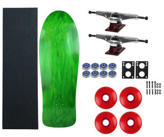 Moose Old School 30" Stained Green, Hollow Silver/Red Trucks, 58mm Red Wheels