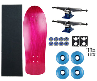 Moose Old School 30" Stained Pink, Hollow Silver/Blue Trucks, 58mm Blue Wheels