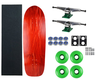 Moose Old School 33" Stained Red, Hollow Silver/Green Trucks, 58mm Green Wheels