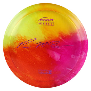 Discraft Disc Golf Paul McBeth Z Line Fly Dye Anax Distance Driver 10/6/0/3 Warm Colors/Purple Lines 173-174g