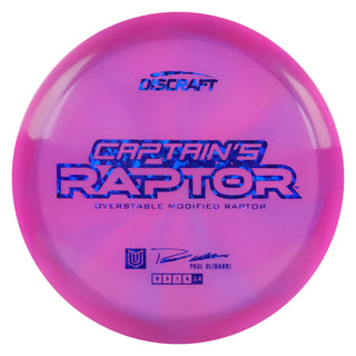 Discraft Disc Golf 2025 Ulibarri Captain's Z Swirl Raptor Fairway Driver 9/3/1/4 Purple/Navy Shatter 170-172g